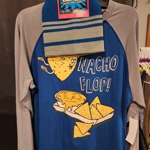 Boys Blue and Gray Nacho Flop Long Sleeve Tee And Hat